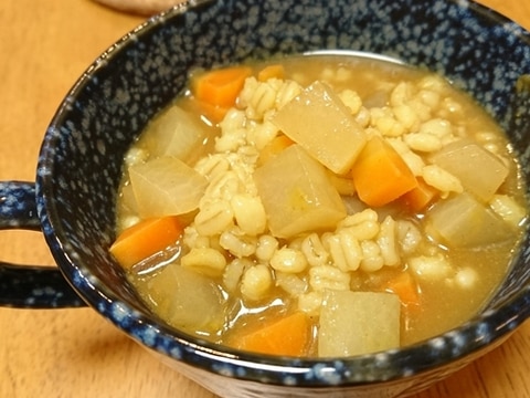 カレールー1個！もち麦野菜スープ